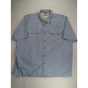 Wrangler Premium Fishing Shirt 2XL Blue Nylon S/S Gorpcore Hiking